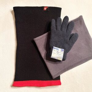 3/25$ Kids Two Neck Warmers Gray & Black and Two Navy Blue Knitted Gloves